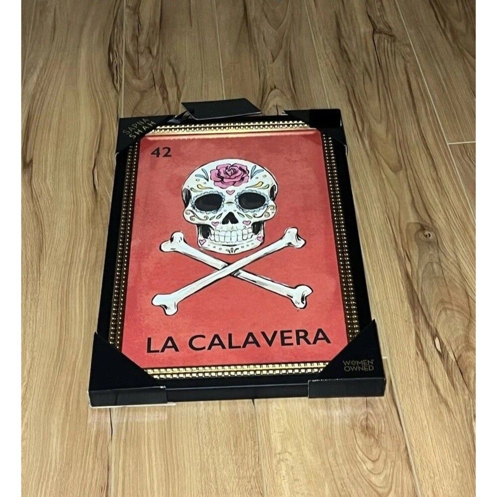 Sapna Shah Loteria La Calavera Skull & Crossbones Framed Print Wall Art